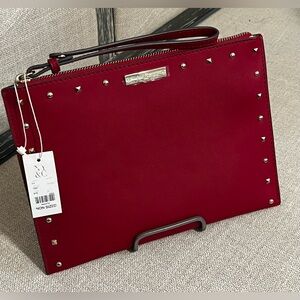 NWT New York & Company Red Studded Wristlet Clutch with Strap
